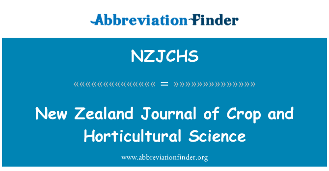 NZJCHS: New Zealand Journal of Crop and Horticultural Science