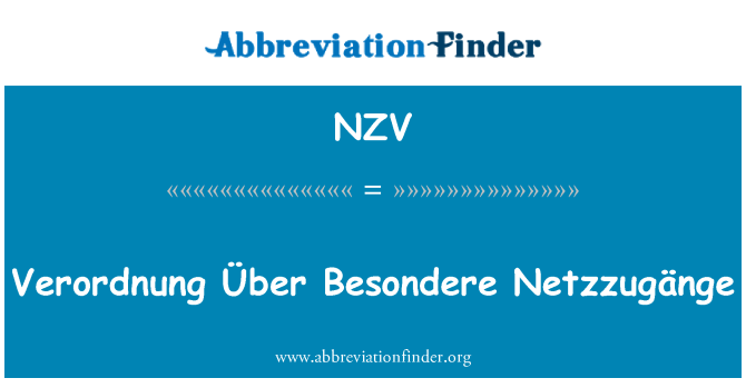 NZV: Verordnung Über Besondere Netzzugänge