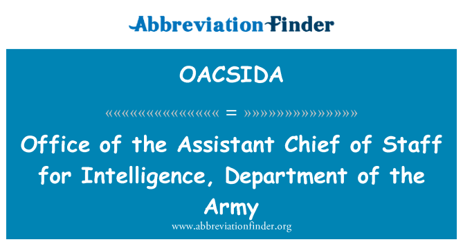 OACSIDA: Büro des Assistant Chief Of Staff für Intelligenz, Abteilung der Armee