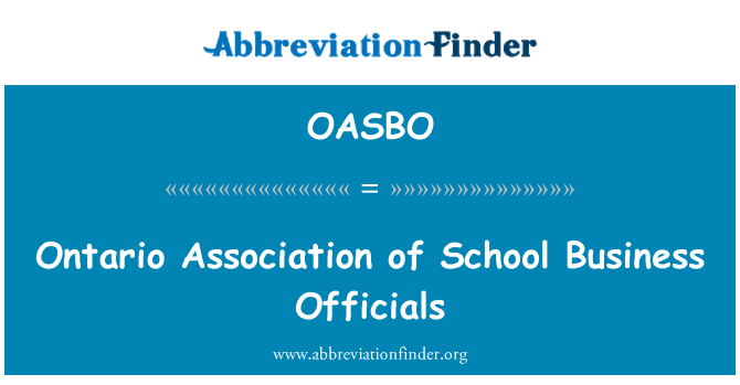 OASBO: Ontario Association of School Business Officials