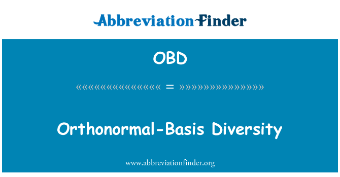 OBD: Orthonormal pamatu daudzveidība