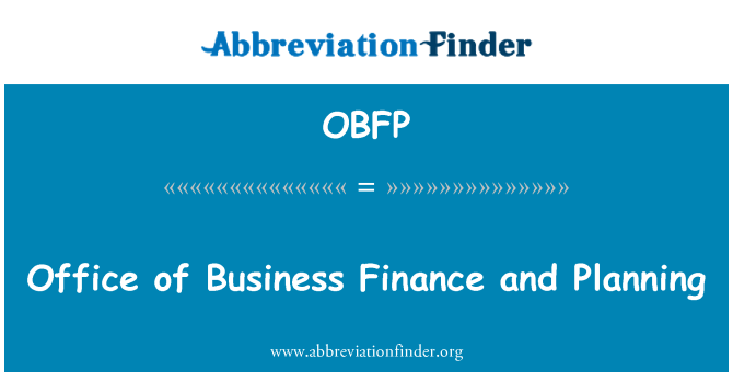 OBFP: Bureau des affaires finances et planification