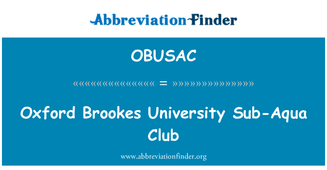 OBUSAC: Oxford Brookes Üniversitesi alt Aqua Club