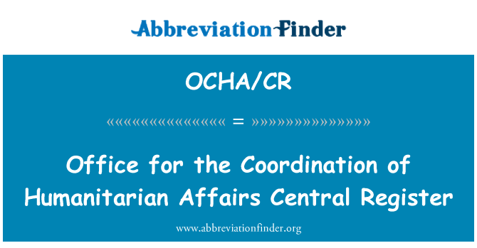 OCHA/CR: Urad za usklajevanje humanitarne zadeve centralnega registra