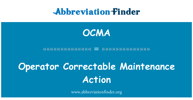 OCMA: L-azzjoni Correctable ta ' manutenzjoni ta ' l-operatur