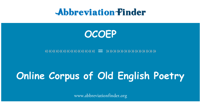 OCOEP: Онлайн корпус старой английской поэзии