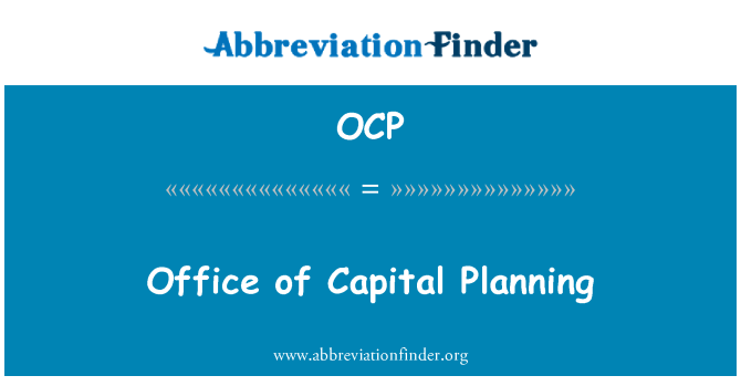 OCP: Office of Capital Planning