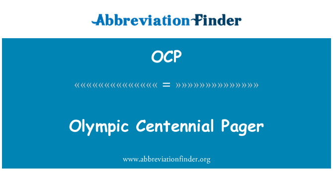 OCP: Olympische Centennial Pager