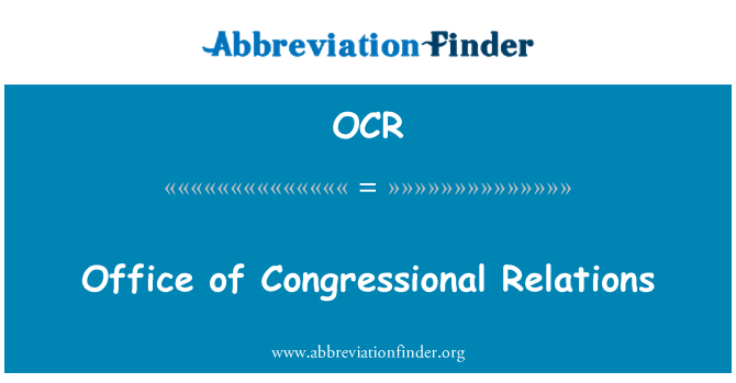 OCR: Ufficio delle relazioni del Congresso