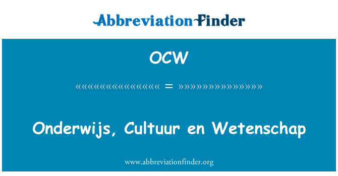 OCW: Onderwijs, Cultuur en Wetenschap
