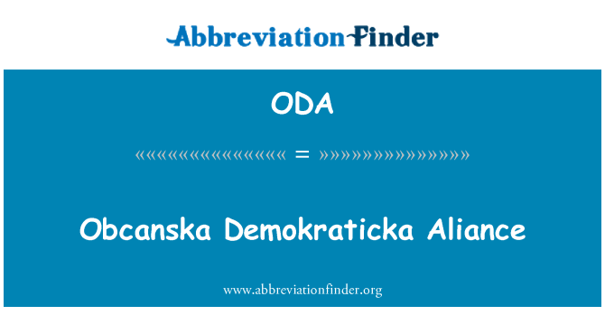 ODA: Obcanska Demokraticka Aliance