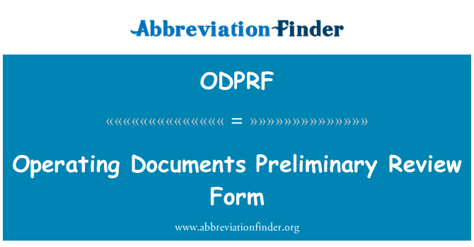 ODPRF: Formulaire d'examen préliminaire de Documents de fonctionnement