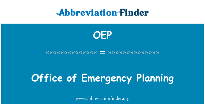 OEP: Office of Emergency Planning