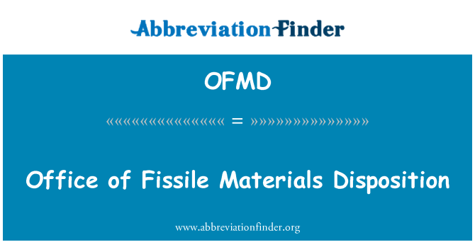 OFMD: Office of Fissile Materials Disposition