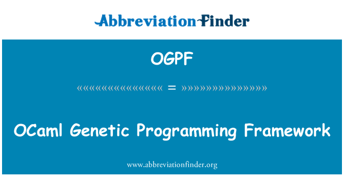 OGPF: OCaml genetische programmering kader