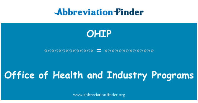OHIP: Ufficio di salute e programmi di settore