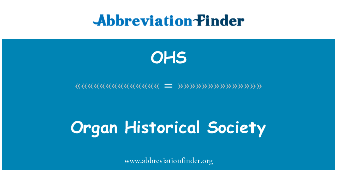 OHS: Organ Historical Society