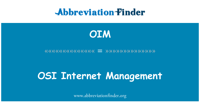 OIM: Správa Internetu OSI