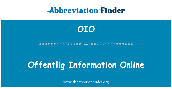 OIO: Offentlig Information Online