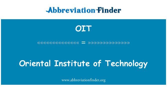 OIT: Oriental Institute of Technology