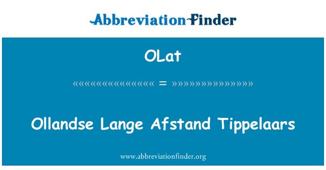 OLat: Ollandse ランゲして Afstand Tippelaars