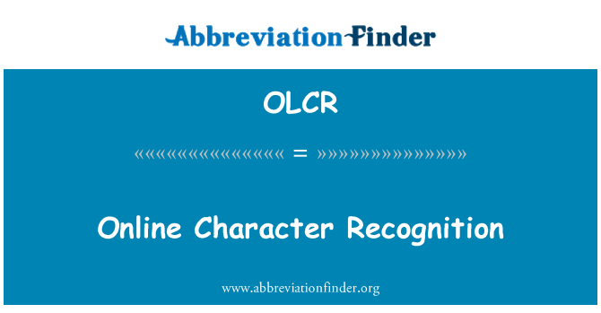 OLCR: Online Character Recognition