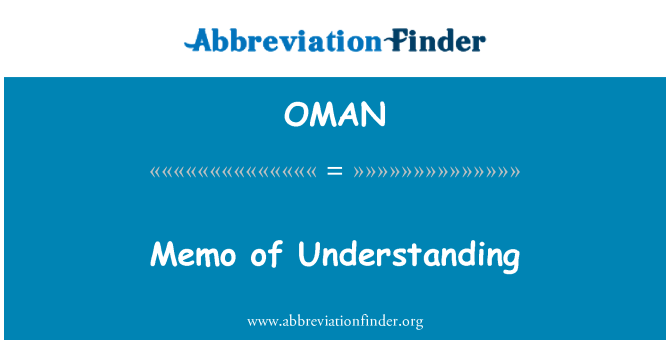 OMAN: Memo of Understanding