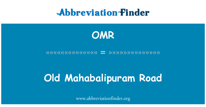 OMR: Old Mahabalipuram Road