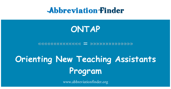 ONTAP: توجيه برنامج مساعدي التدريس الجديدة