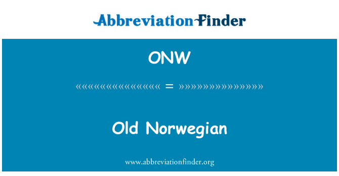 ONW: Vecchio norvegese