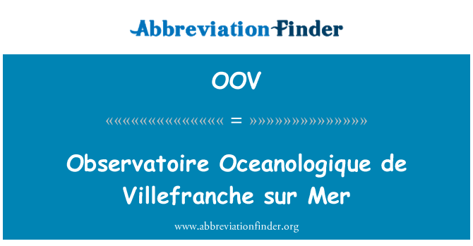 OOV: Observatoire اوکینولوجقی de والیفرانکہی سوری میر