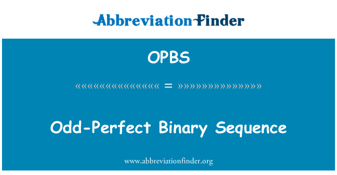 OPBS: Odd-perfektné binárnou sekvencie