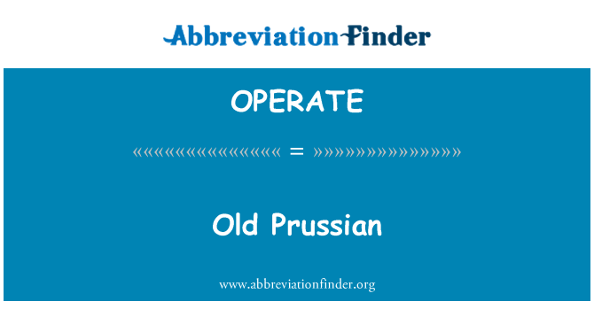 OPERATE: Old Prussian