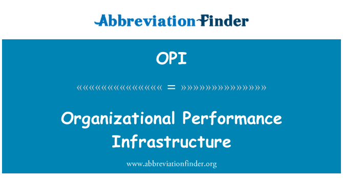 OPI: Organizational Performance Infrastructure