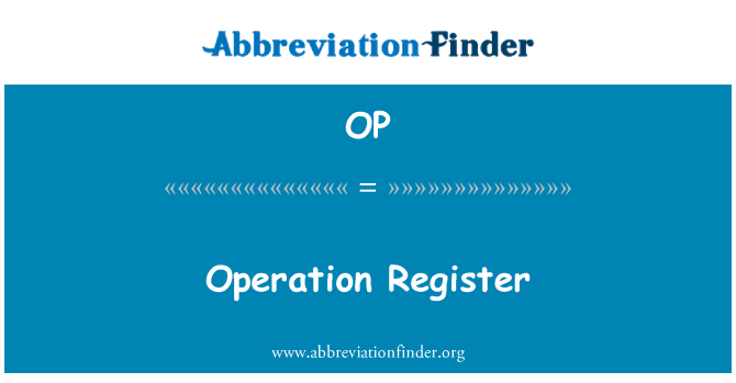 OP: Operatie Register