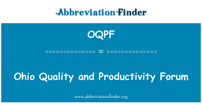 OQPF: 俄亥俄州品質和生產力論壇