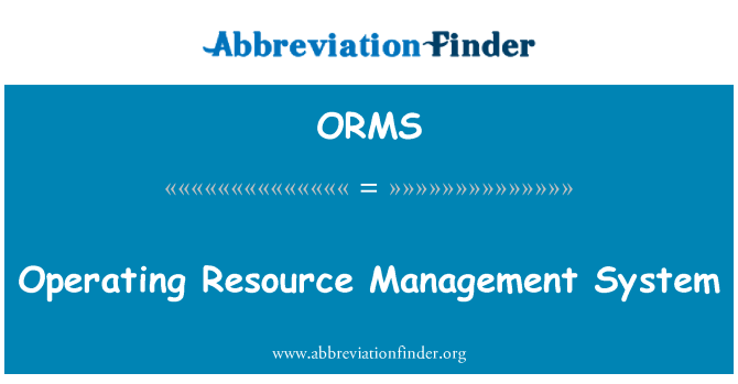 ORMS: ระบบปฏิบัติการจัดการทรัพยากร