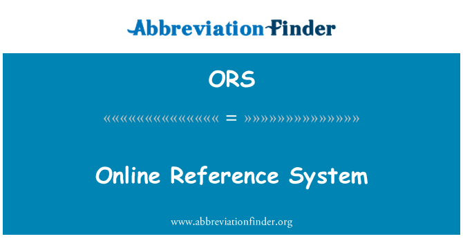 ORS: System gyfeirio ar-lein