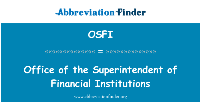 OSFI: Celní úřad o finančních institucí