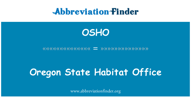 OSHO: Oregon State Habitat Office