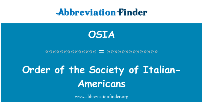 OSIA: Order of the Society of Italian-Americans