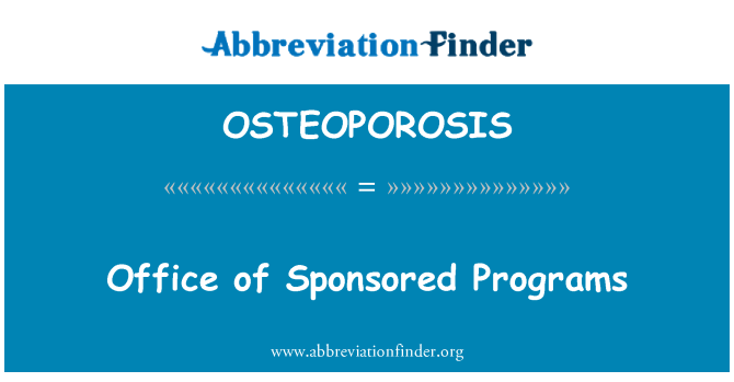 OSTEOPOROSIS: スポンサー プログラムのオフィス