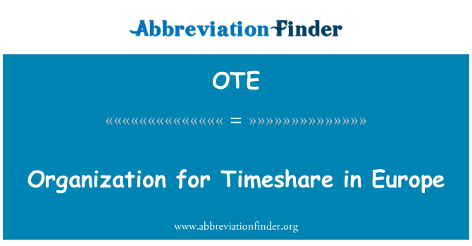 OTE: Organizzazzjoni għall-Timeshare fl-Ewropa