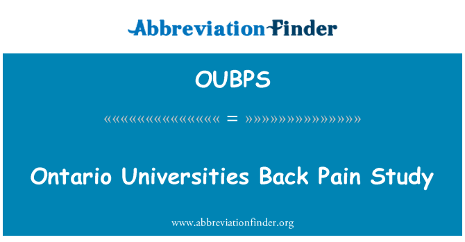 OUBPS: Ontario Universities Back Pain Study