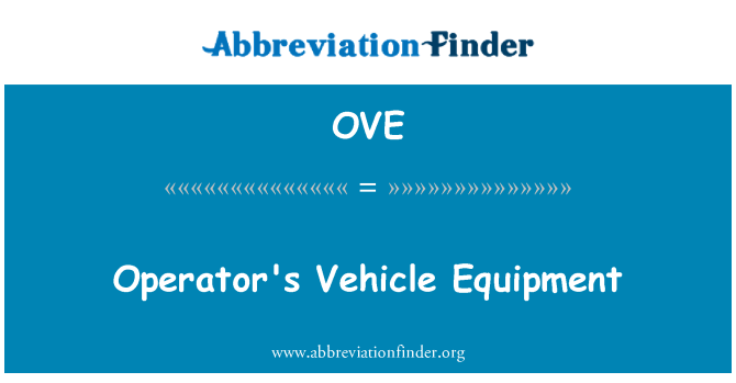 OVE: 經營者的車輛設備