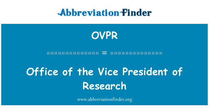 OVPR: Office of the Vice President of Research