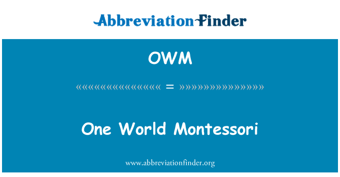 OWM: Jeden svět Montessori