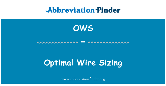 OWS: Fio ideal dimensionamento