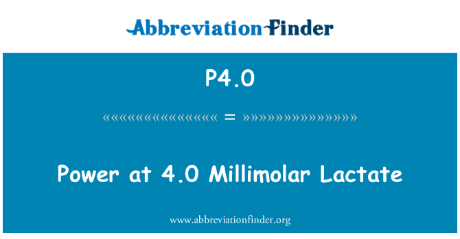 P4.0: พลังงานที่ 4.0 Millimolar Lactate