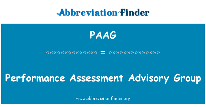 PAAG: Performance Assessment Advisory Group